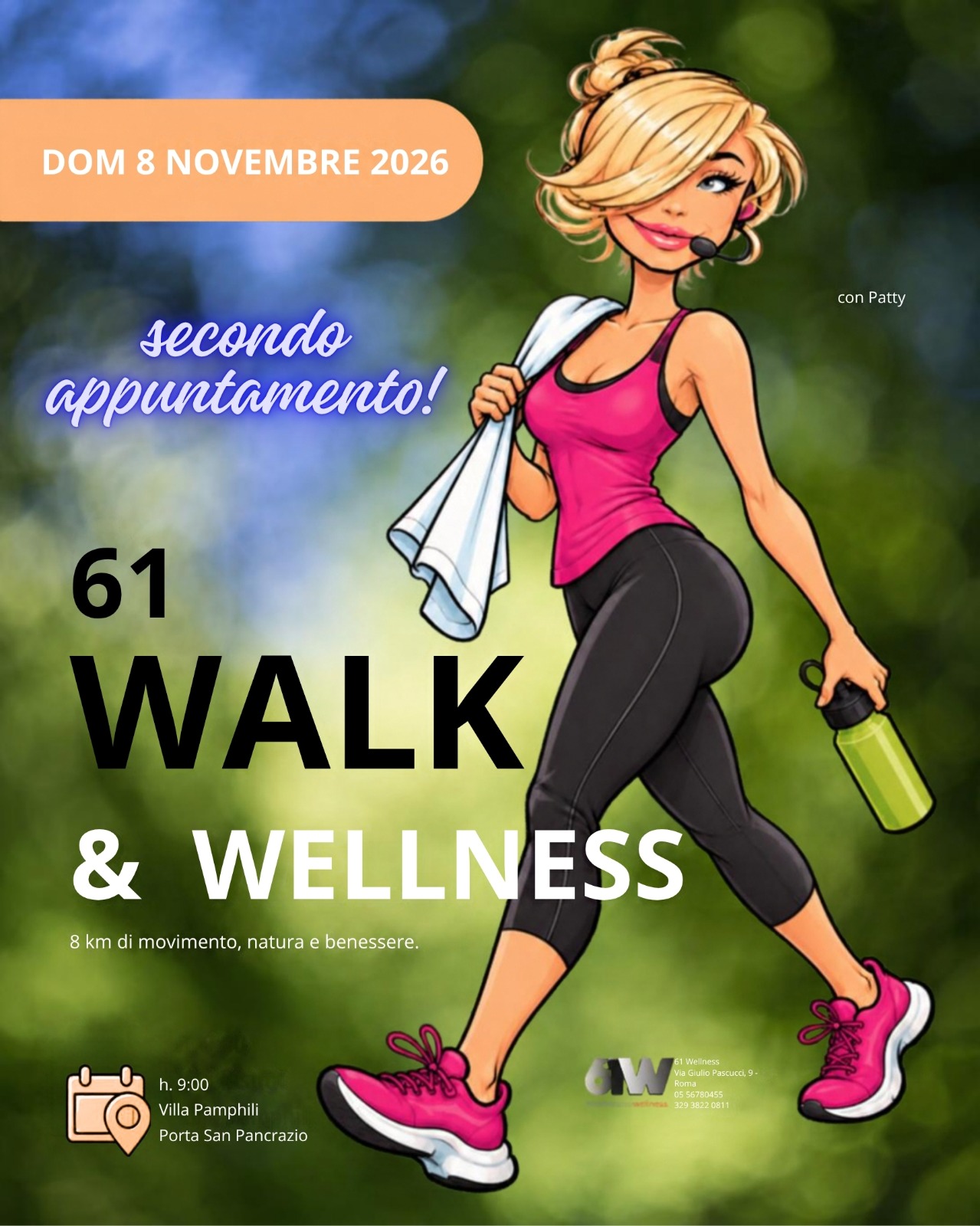 61 Walk & Wellness, secondo appuntamento, domenica 8 novembre 2026 a Villa Pamphili